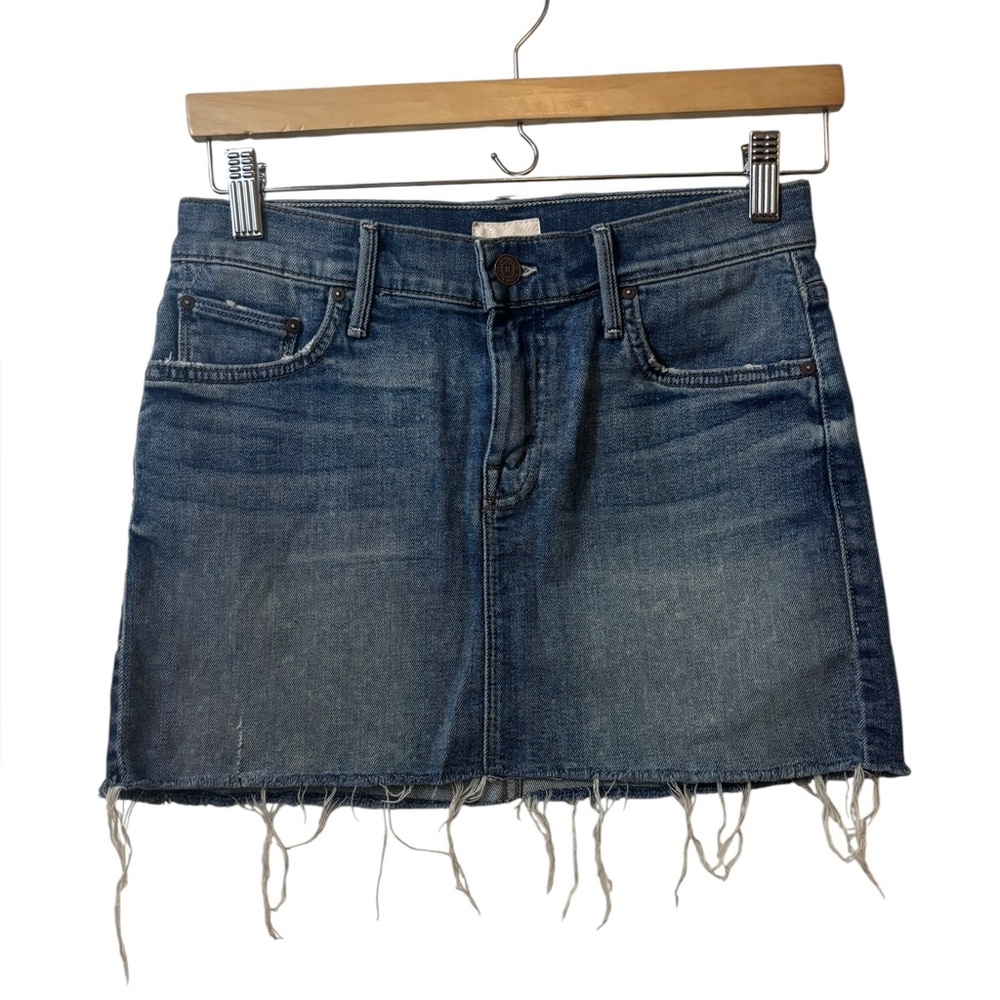 Mother | denim jean skirt 24 the straight mini fray skirt satisfaction